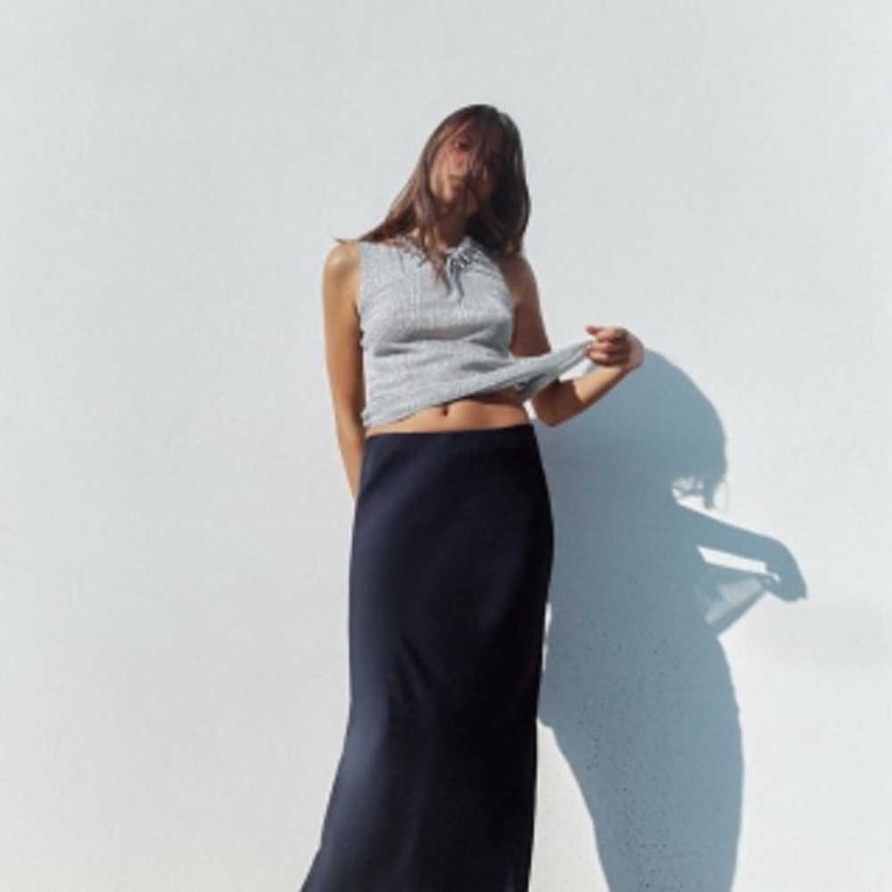 Zara Satin effect midi skirt